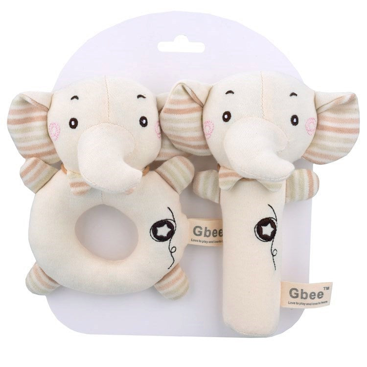 Baby Plush Animal Rattle Set – Soft Cartoon Comfort & Educational Handbells