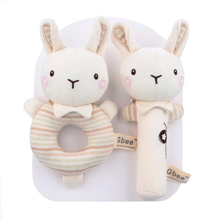 Baby Plush Animal Rattle Set – Soft Cartoon Comfort & Educational Handbells