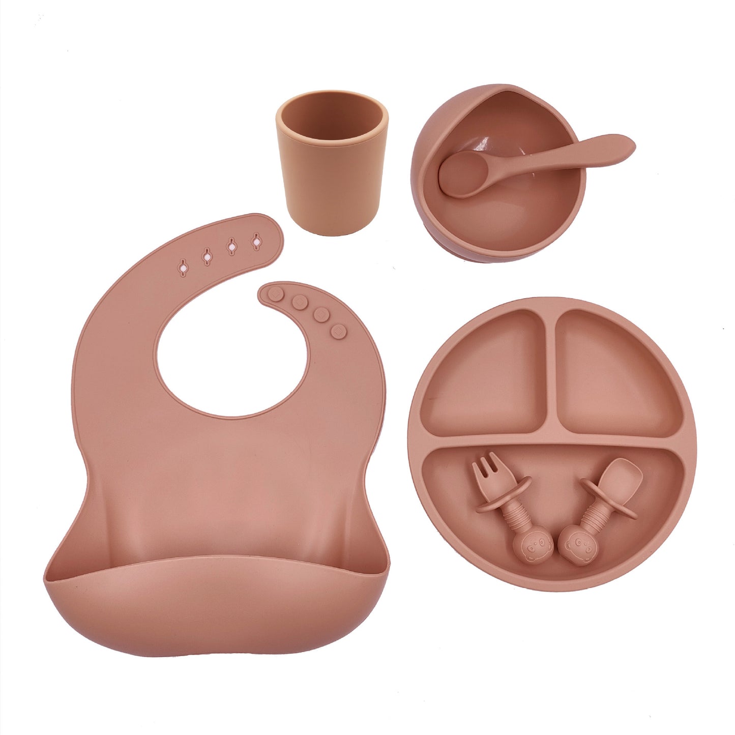 Baby Silicone Feeding Set – BPA-Free Bib, Bowl, Plate, Utensils & Cup (FDA Certified)