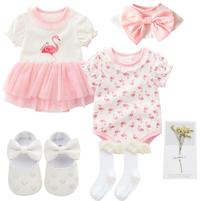Baby Girl Full Moon Gift Box – Cotton Romper & Princess Dress Set