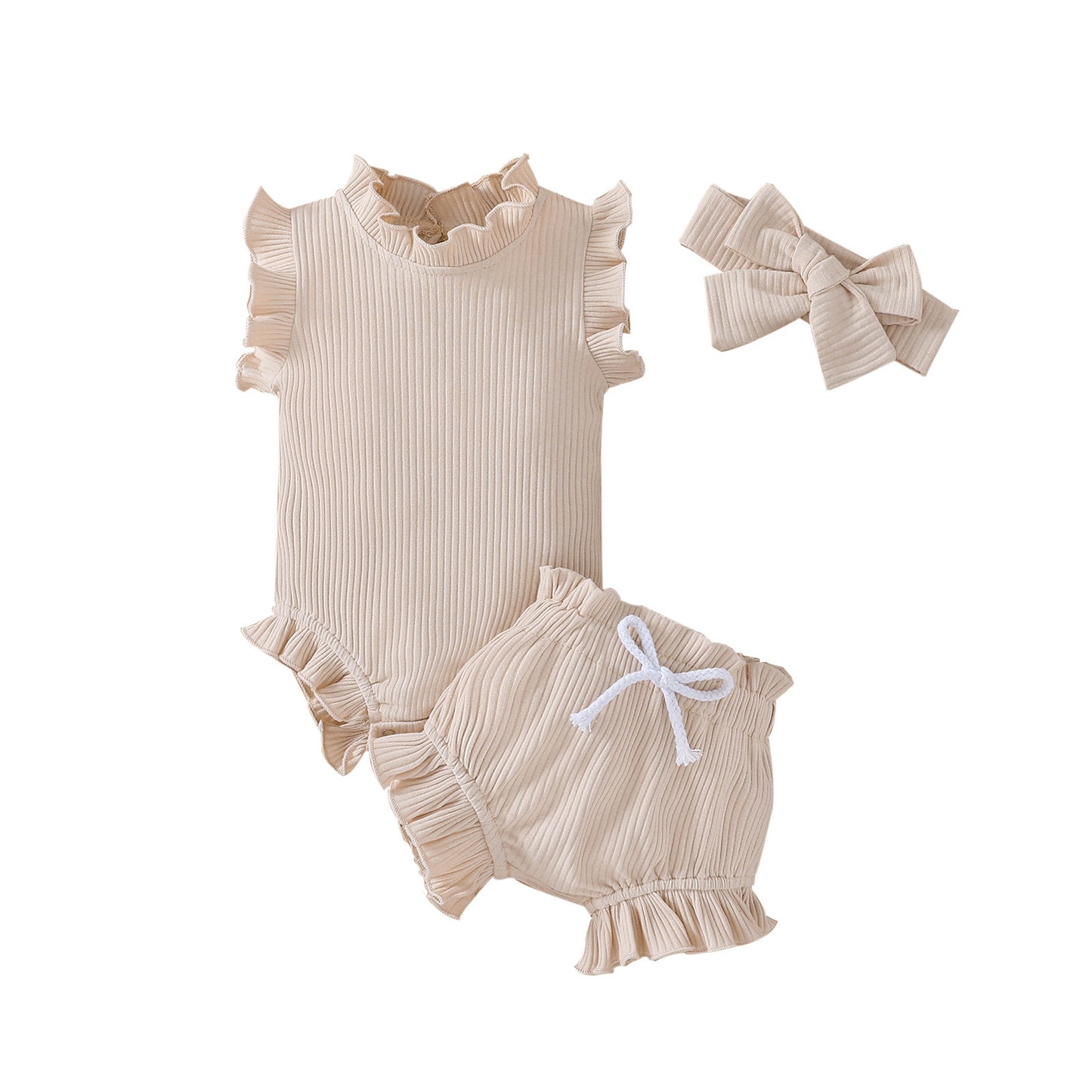 Baby Girl Three-Piece Set – Candy Color Cotton Outfit