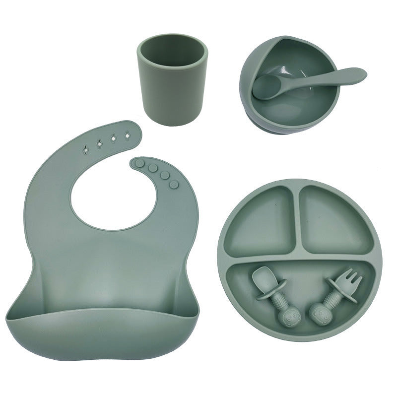 Baby Silicone Feeding Set – BPA-Free Bib, Bowl, Plate, Utensils & Cup (FDA Certified)