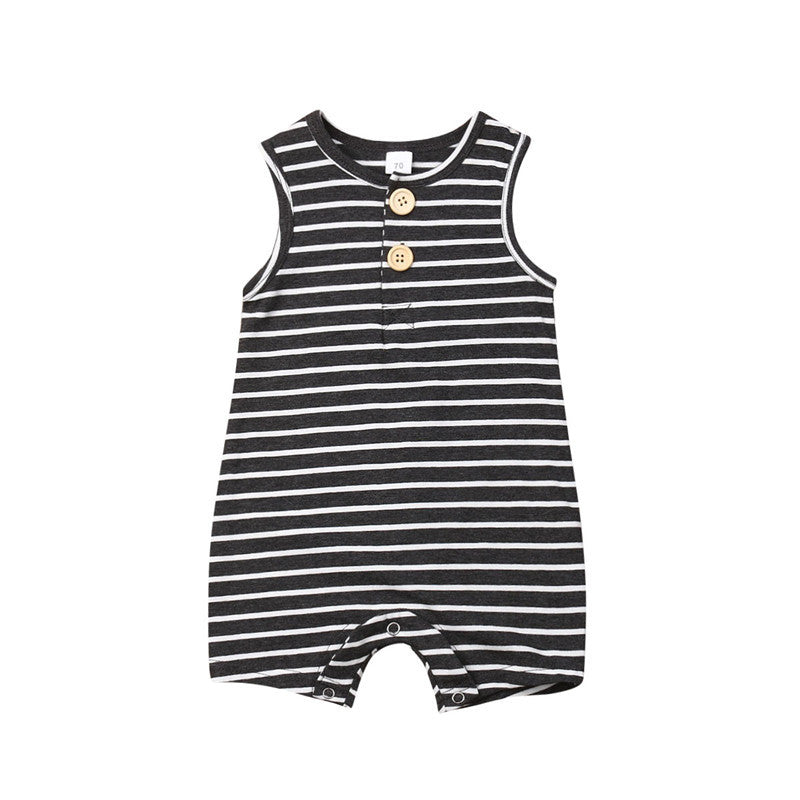 Baby Boy Summer Striped Jumpsuit – Sleeveless Romper