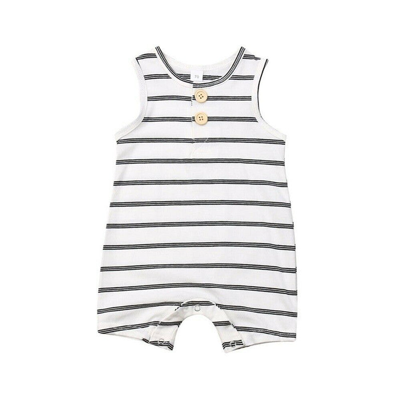 Baby Boy Summer Striped Jumpsuit – Sleeveless Romper