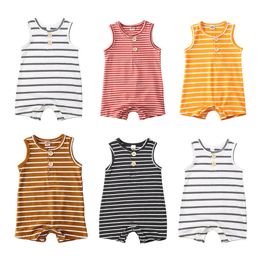 Baby Boy Summer Striped Jumpsuit – Sleeveless Romper