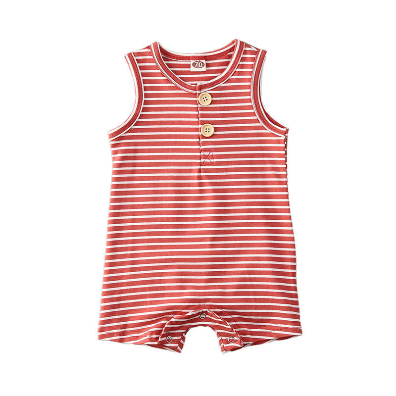 Baby Boy Summer Striped Jumpsuit – Sleeveless Romper