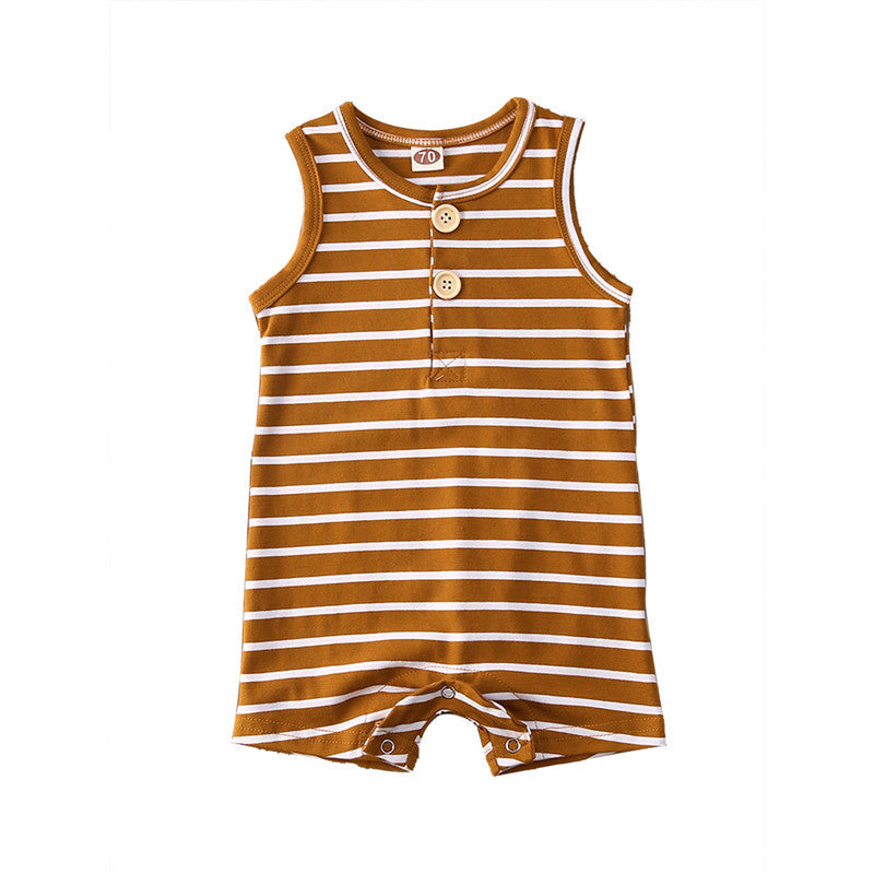 Baby Boy Summer Striped Jumpsuit – Sleeveless Romper