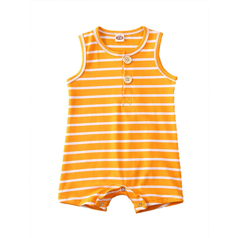 Baby Boy Summer Striped Jumpsuit – Sleeveless Romper