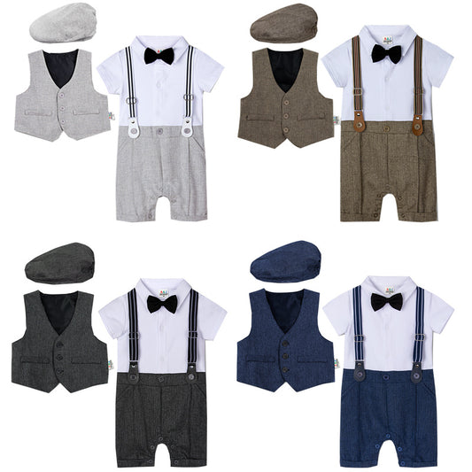 Baby Boy One-Piece Gentleman Suit – British Style Romper