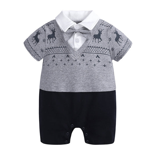 Baby Gentleman Romper – Short Sleeve Jumpsuit (Cotton)