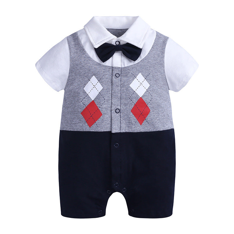 Baby Gentleman Romper – Short Sleeve Jumpsuit (Cotton)