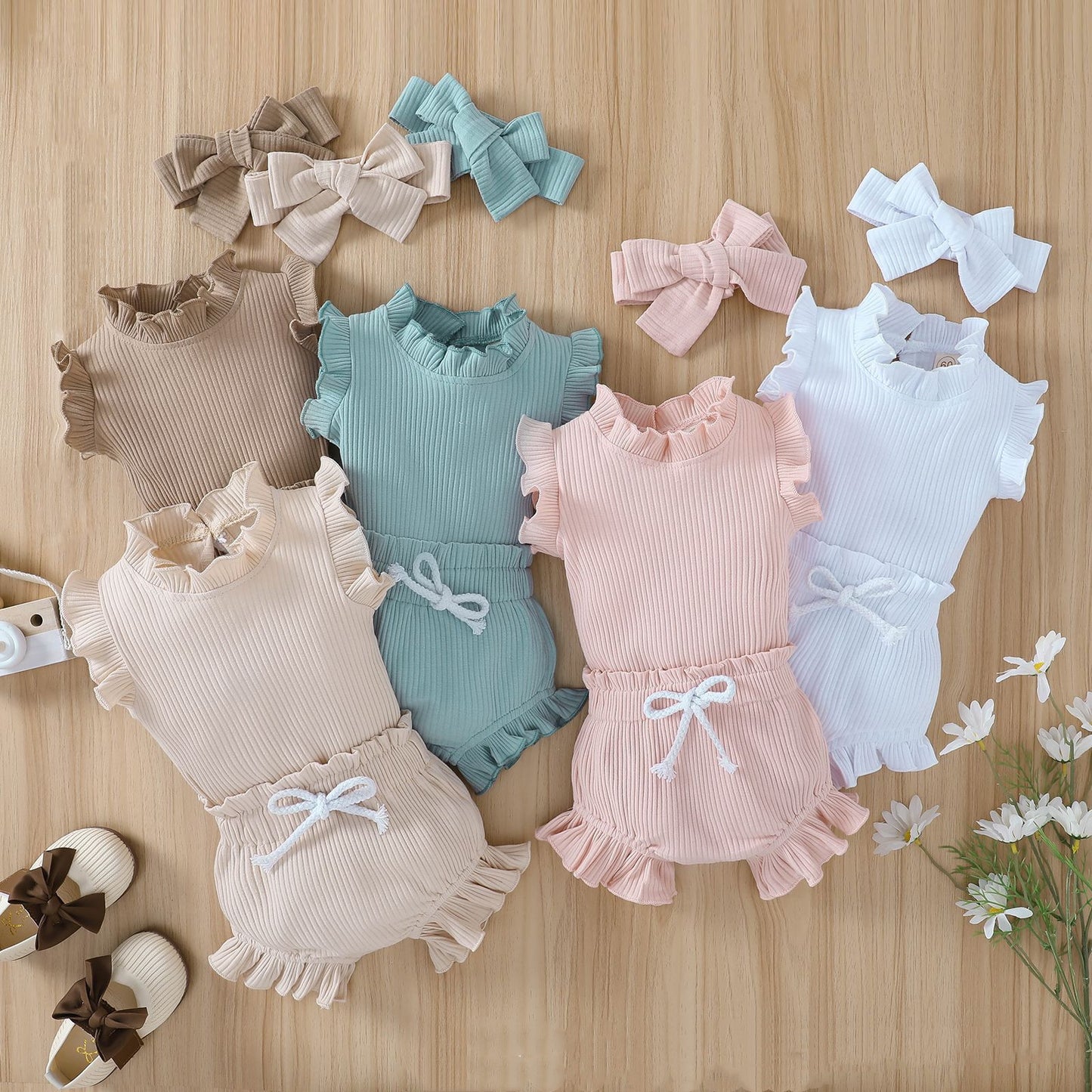 Baby Girl Three-Piece Set – Candy Color Cotton Outfit