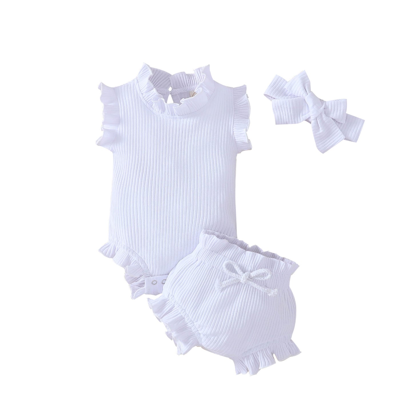 Baby Girl Three-Piece Set – Candy Color Cotton Outfit