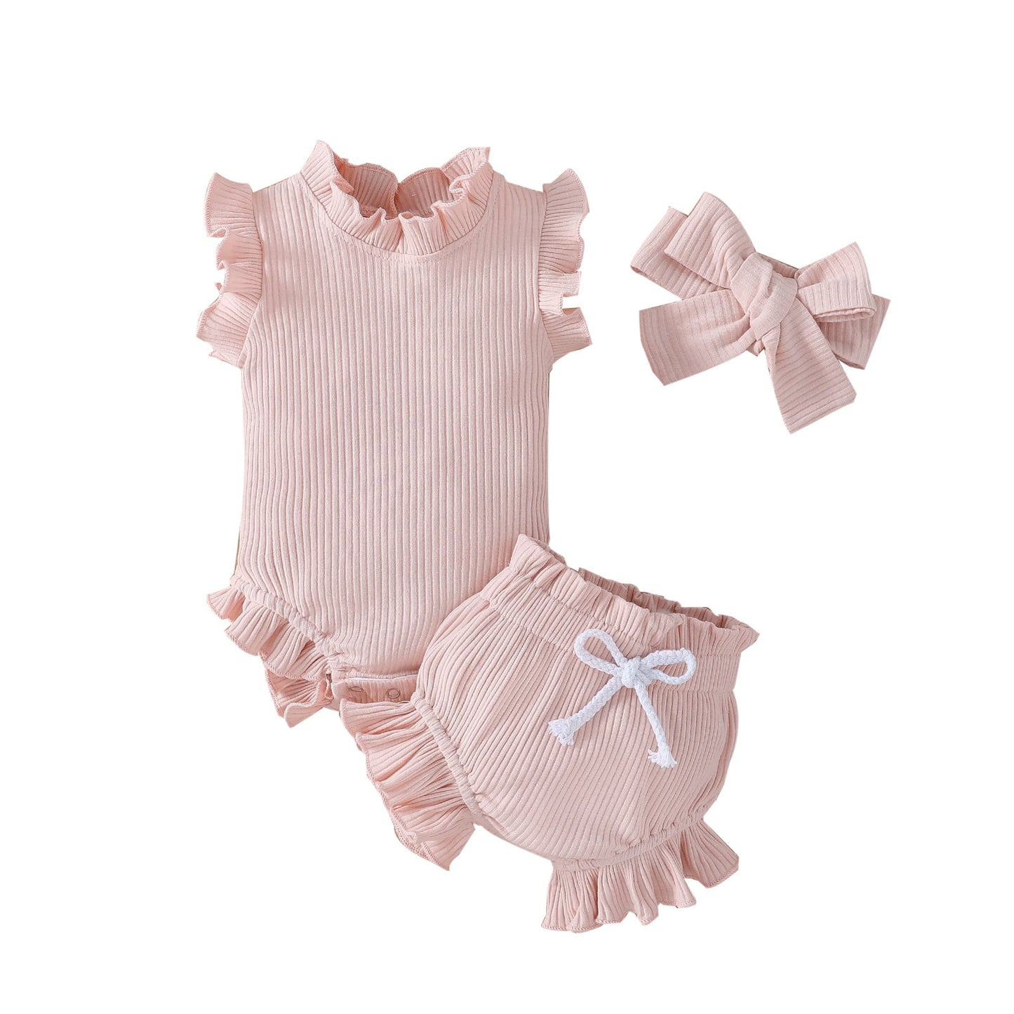 Baby Girl Three-Piece Set – Candy Color Cotton Outfit