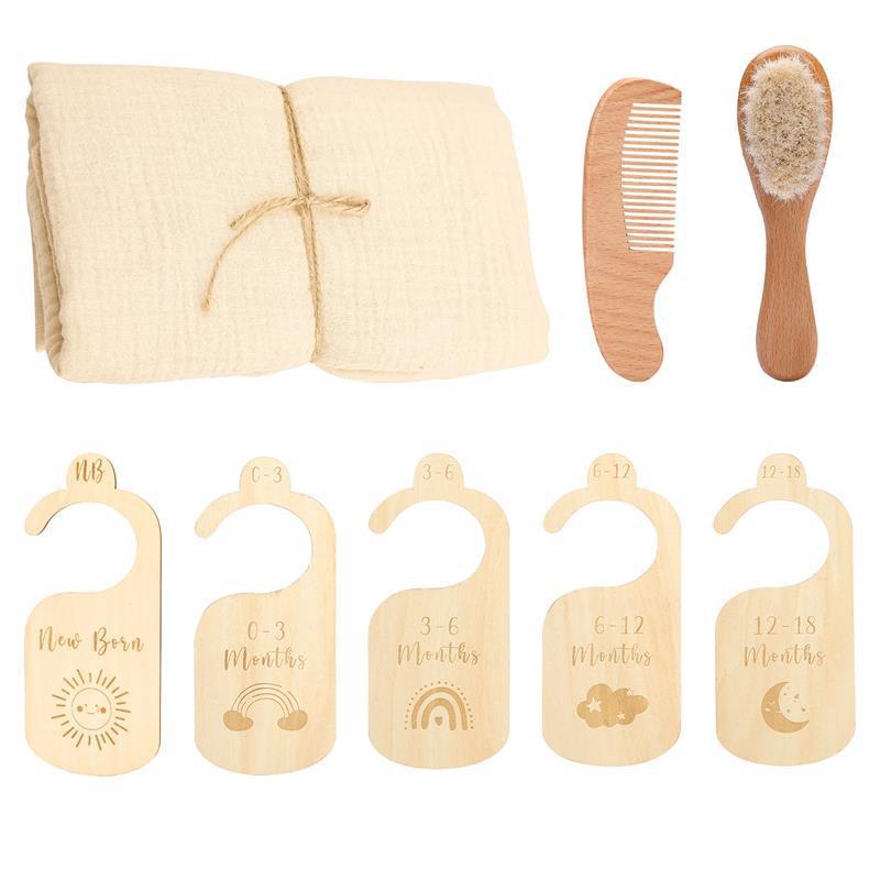 Newborn Baby Bath Gift Set – Wool Brush & Muslin Towel Box