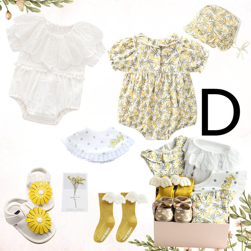 Baby Girl Full Moon Gift Box – Cotton Romper & Princess Dress Set
