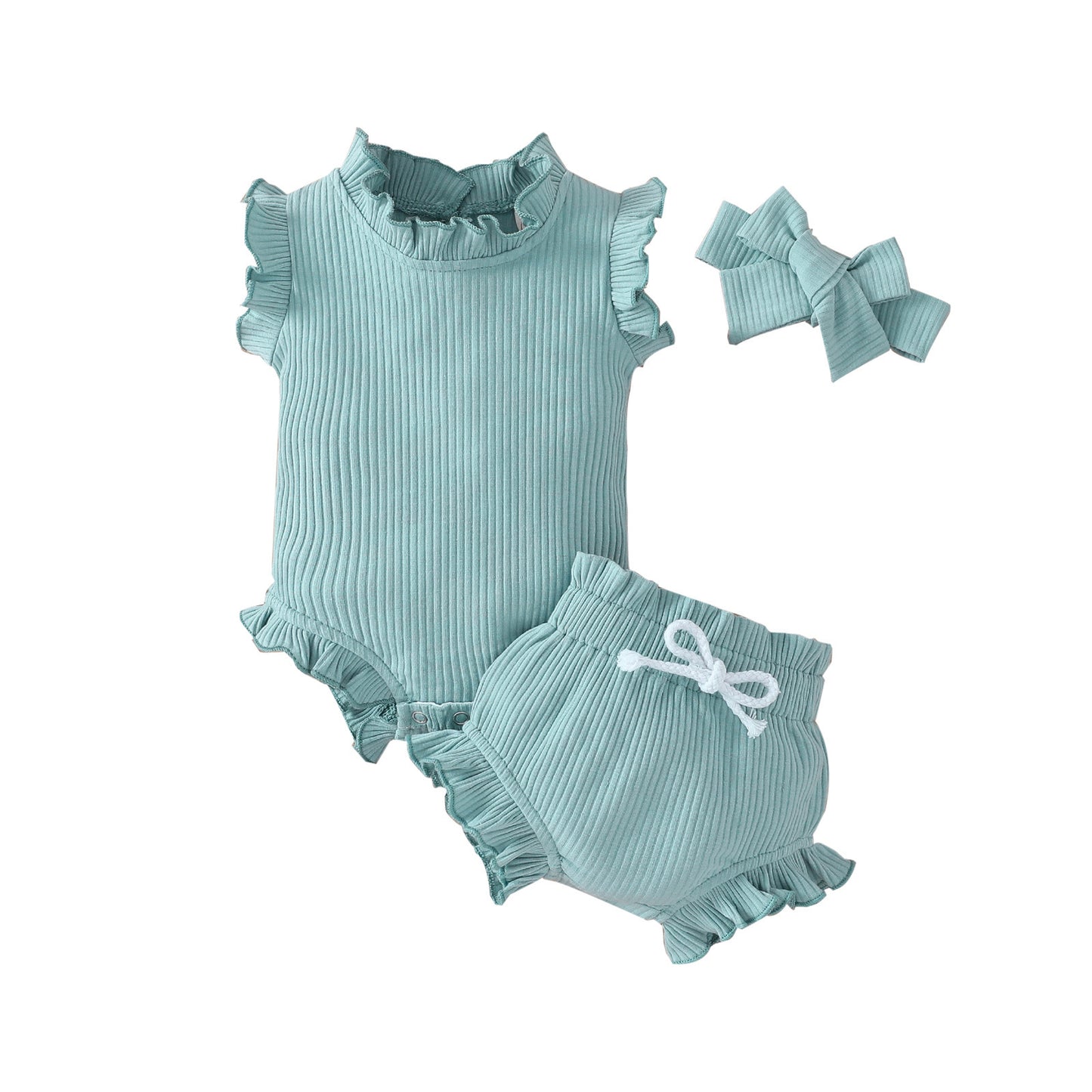 Baby Girl Three-Piece Set – Candy Color Cotton Outfit