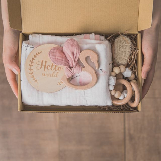 Newborn Baby Bath Gift Set – Double-Sided Bamboo Fiber Towel & Toy Box