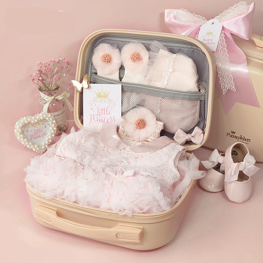 Little Princess Baby Girl Gift Box – Champagne Pink Dress & Accessories Set
