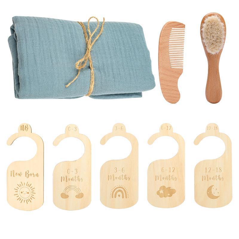 Newborn Baby Bath Gift Set – Wool Brush & Muslin Towel Box